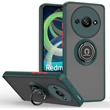 Funda de silicona para Xiaomi Redmi A3, con protección para la cámara, transparente/verde