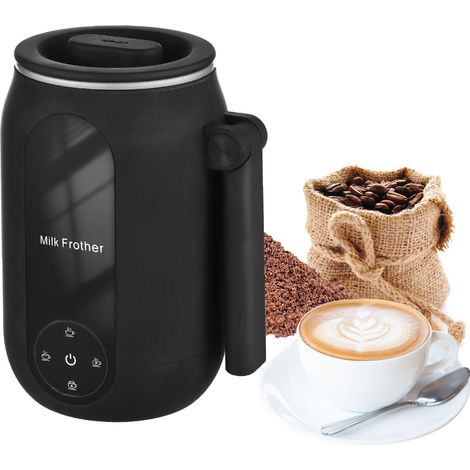 Mousseur à lait électrique 4 en 1, cuiseur à vapeur avec poignée rotative, machine à mousse pour café/Latte/Cappuccino,Black