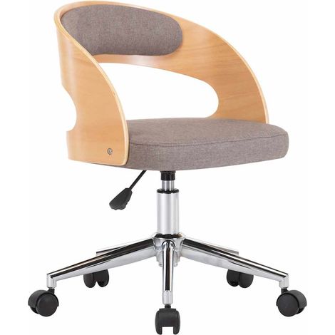 Maison Exclusive - Drehbarer Bürostuhl Taupe Bugholz und Stoff (1/5)