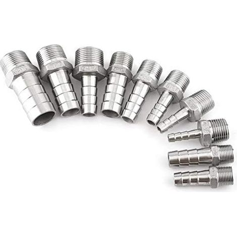 Raccord Tuyau Barbele Inox SS304 1/2-8mm (1/5)