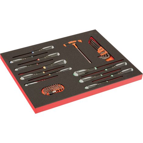 Bahco Fit&Go 3/3 Schaumstoffeinlage Satz Schraubendreher, Bitsatz und Steckschlüssel-Einsätze - 54-tlg.