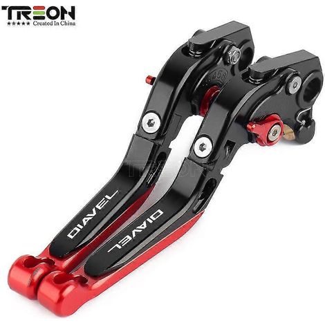 Leviers de frein et d'embrayage pliables et extensibles CNC pour motos Ducati Diavel/carbone/xdiavel/s 2011-2017 2018 - Noir et rouge (1/5)