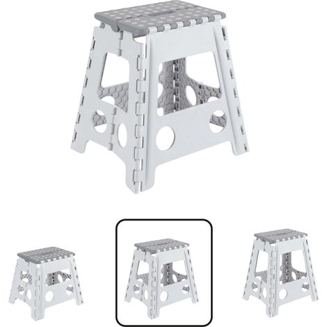 Tabouret Pliant Marchepied pour Adultes et Enfants Escabeau Pliant pour la Cuisine, Salle de Bain, Camping 39 cm Hauteur White (1/5)