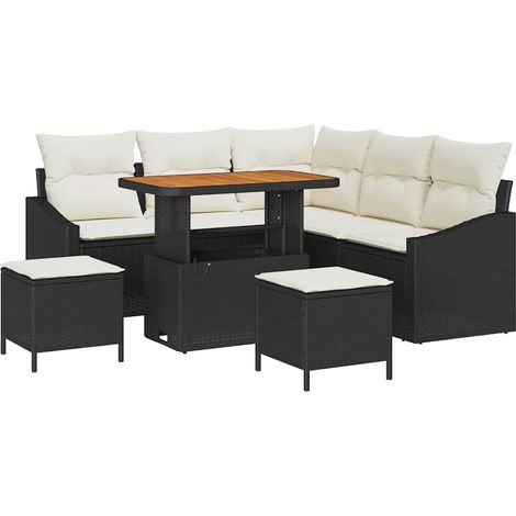 Maison Exclusive - Gartensofa-set mit Kissen 8 pcs Schwarz Poly R