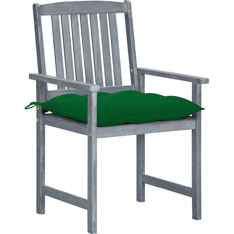 Lot de 8 Chaises de jardin et de camping avec coussins, Chaises de relaxation, Bois d'acacia solide Gris OIB6362E (1/5)