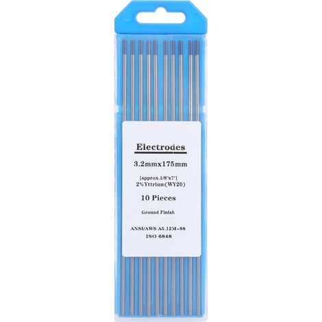 Lot de 10 électrodes tungstène WY20 3,2mm bleu pour soudage à l'arc, aiguilles yttrium équipement professionnel. (1/5)