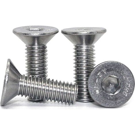 Senkkopfschrauben mit Innensechskant (ISK) – M6 x 16 – (25 Stück) – Vollgewinde – Senkkopfschrauben – Material: Edelstahl A2 V2A