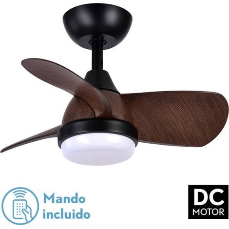 Ventilatore da soffitto DC Pirdo Nero Marrone 24W 3 Pale (1/2)