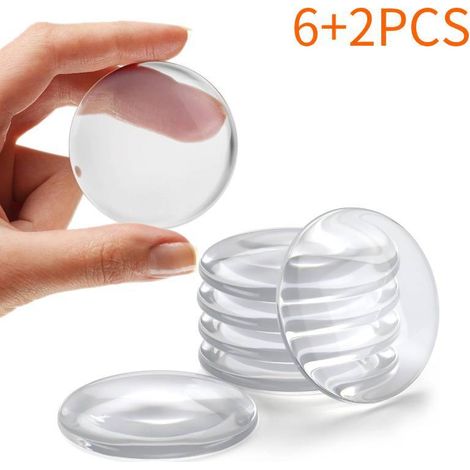 Butées de porte murales robustes, lot de 6, en silicone transparent (achetez-en 6, obtenez-en 2 gratuitement, soit 8 au total) (1/5)