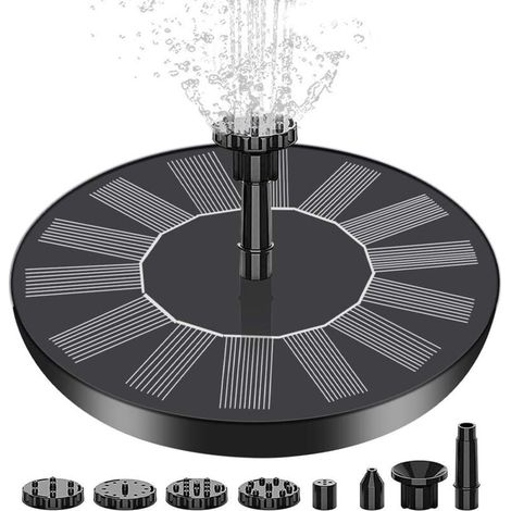 1W Solarbrunnen, Gartenbrunnen für den Außenbereich, Solarbrunnen mit Düsen für Zierteiche, Teich im Freien, Gartenvogelbrunnen, 13cm (1/4)