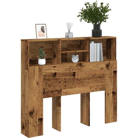Bett-Kopfteil mit Ablagen Altholz-Optik 120x19x103,5 cm