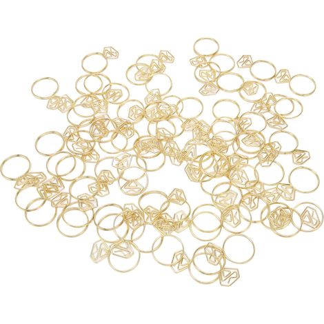 80 Stück ringförmige Büroklammern, rostfrei, multifunktional, mit transparenter Box für Büro und Schule, Gold (1/5)
