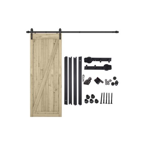 Binario per Porta Anta Scorrevole Kit, Kit Guida Ferramenta Anta Scorrevole con Piccole Ruote per Puerta Sencilla Nero - 180cm