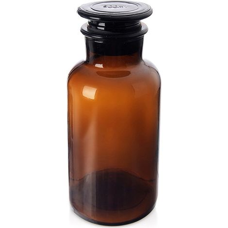 Recipiente de vidrio marrón para alimentos con tapón de corcho de boca ancha de 500 ml. (1/5)
