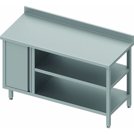 Table Inox Avec Porte & 2 Etagères - Dosseret - Profondeur 800 - Stalgast