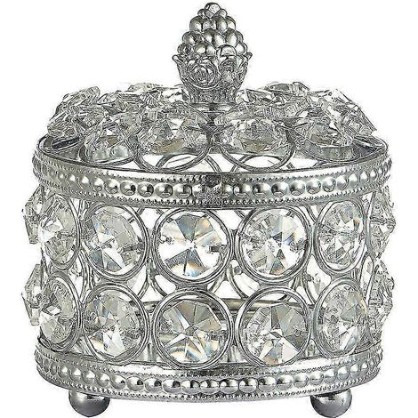 Große silberne Schmuckschatulle für Damen und Mädchen, Aufbewahrungsbox für Halsketten, Ohrringe, Armbänder, Ringe und Uhren-9x10cm (1/5)