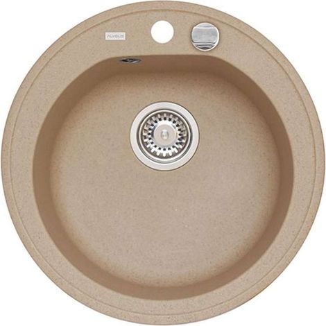 Alveus Niagara - Lavello in granito diametro 51 cm, con comando dello scarico, beige 1076855