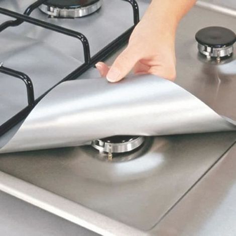 4PCS couverture en aluminium réutilisable pour cuisinière à gaz - nettoyage facile (1/4)