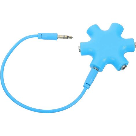 Répartiteur audio portable Snowflake 6 ports 3,5 mm avec câble audio (bleu ciel) (1/5)