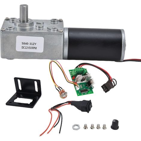 12V 200RPM DC Worm Gear Motor with Governor 15kgs.cm High Torsion Motor Self-Locking Reverse Mini Turbine Gearmotor for DIY Robot Rotatable Lock Door (1/5)