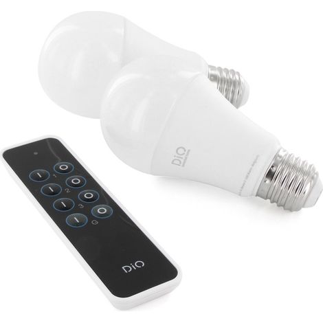 Set de 2 ampoules LED connectées + télécommande - E27 / 60W - DiO (1/5)