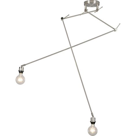QAZQA Lámpara colgante moderna de acero sin pantalla 2 luces -