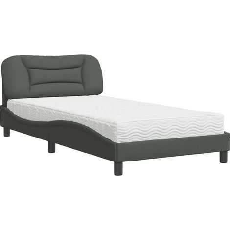 Maison Exclusive - Bett mit Matratze "Hvar" Dunkelgrau 100x200 cm (1/5)