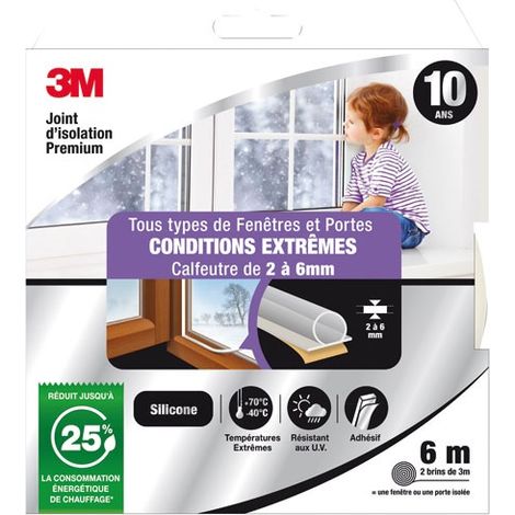 3M Joint Porte/Fenêtre Très Mauvais Etat Premium 2 À 6mm X 6m Transparent