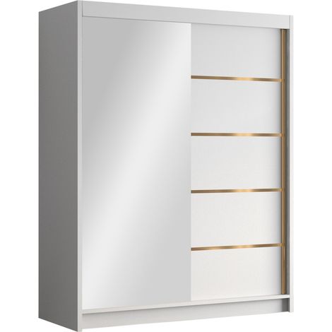 Armario Closico 187, Blanco, 200x150x58cm, Puertas de armario: Correderas, Número de estantes: 0 (1/4)