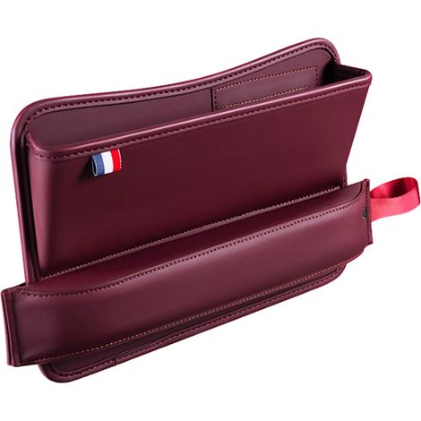 (Rouge) Poche latérale de siège auto en cuir PU, rangement pour fente de siège, boîte de rangement, bouchon pour espace entre les sièges, (1/5)