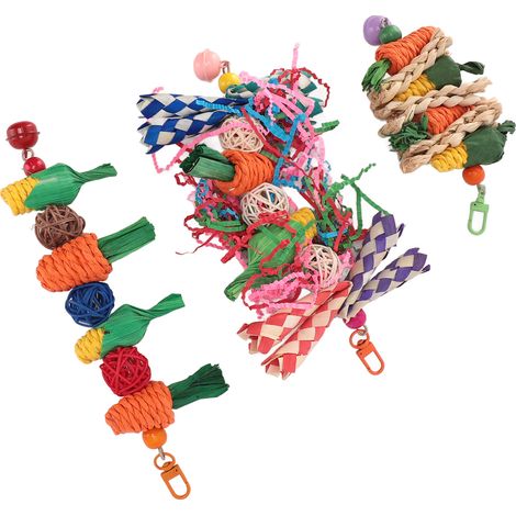 Ensemble de jouets à mâcher pour perroquets, jouets de recherche de nourriture résistants aux morsures, jouets à suspendre en cage pour perruches et inséparables, réduisant l'anxiété (1/5)