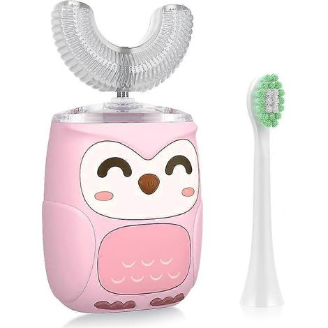 Brosse à dents électrique pour enfants, brosse à dents en forme de U, brosse à dents automatique ultrasonique pour enfants avec 6 modes, brosse à dents pour bébé pour toute la bouche, étanche IPX7 ( (1/5)