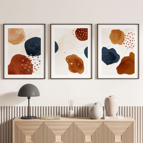 Lot de 3 Affiches / Posters Triptyque - Abstrait - 3 Affiches - 70x100 cm (Cadres non fournis) - Photo pleine page (1/5)