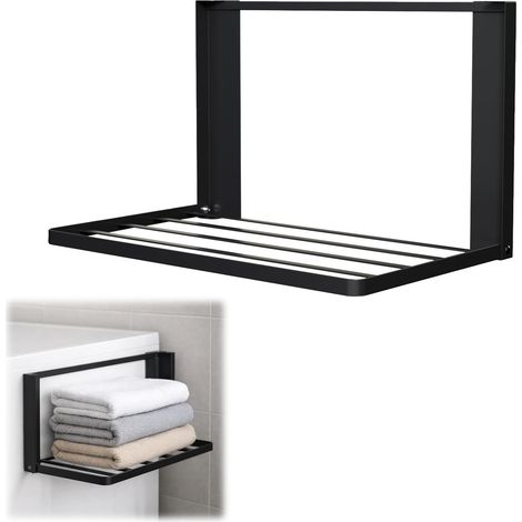 Étagère magnétique extensible pour machine à laver - 40,5 x 25 cm - Étendoir magnétique pour sèche-linge - Organiseur pour serviettes, vêtements et linge sale (noir) (1/5)