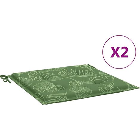 Coussins de chaise lot de 2 motif de feuilles 40x40x4 cm tissu (1/5)