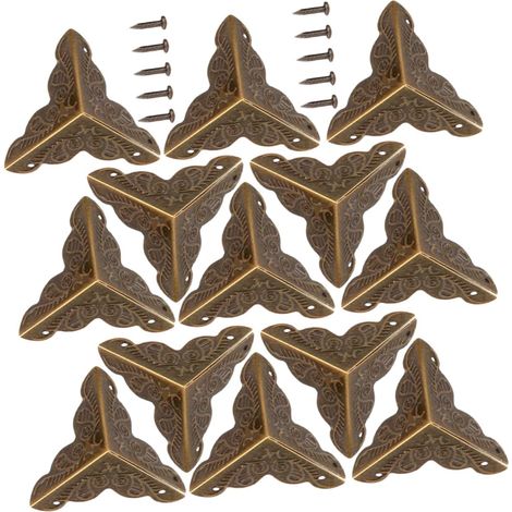 35 protège-coins décoratifs, fer/bois, avec vis, style vintage (1/5)