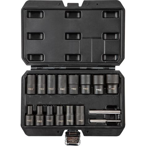 Juego de dados NEO TOOLS 1/2 pulgada 11-920 para tuercas da帽adas 16 piezas en malet铆n r铆gido (1/5)