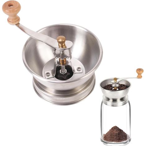 Kaffeemühle - manueller Deckel für Gläser mit großer Öffnung, Mahlwerk aus Edelstahl und Keramik, ideal für Camping und Heim-Baristas.