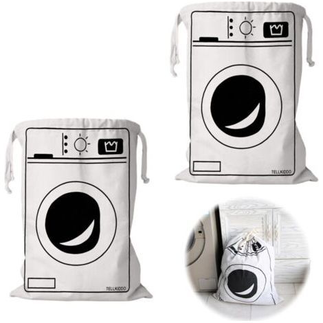 Set of 2 Large Travel Laundry Bag, 50 x 60cm Travel Dirty Laundry Bags Cotton Canvas Storage Bag, Drawstring Fabric Bag, Reusable, for Clothes Toys Travel Home Hiking (1/5)