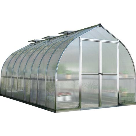Palram – Serre de jardin polycarbonate 11,8m² – Double paroi 6 mm – Structure aluminium – Résistante au vent et à la neige – Accès facile avec double portes