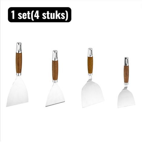 1 set de 4 spatules fines en acier inoxydable, ustensiles de cuisine professionnels pour tiramisu, pancakes et steak, argent (1/5)