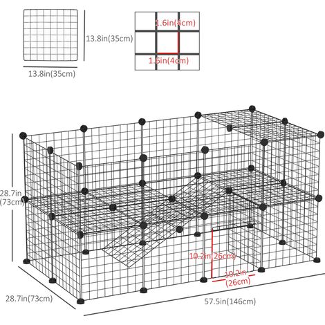 40 cages noires portables en fil de fer avec rampes pour petits animaux (lapins, chatons, chinchillas et autres animaux de compagnie) (1/5)