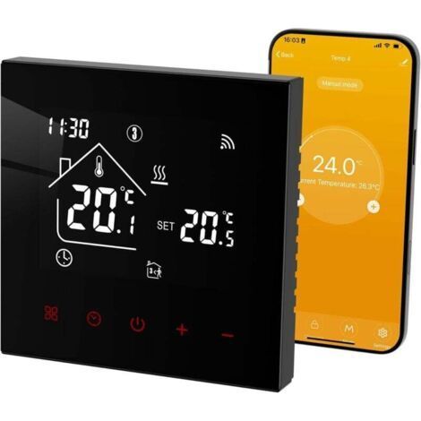 Wi-Fi Smart Thermostat for Gas Boiler, Room Thermostat, Smart Programmable Thermostat, Compatible with Tuya Alexa and Google Assistant 3A, Black XXW (1/4)