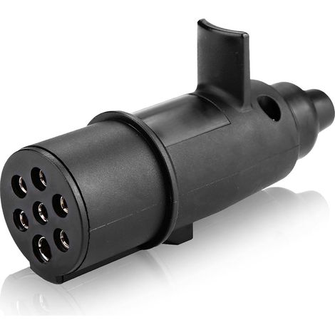 Prise de remorque à 7 broches, Connecteur de remorque 24V Adaptateur de prise de remorque portable Usage intensif étanche noir pour camion, camping-car, voiture, bateau, caravane (1/5)
