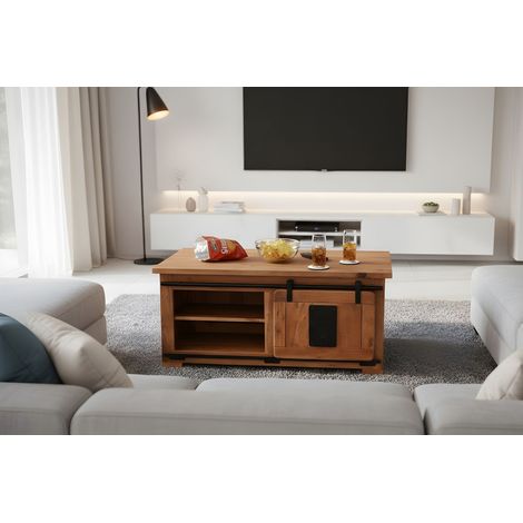 Couchtisch Akazie massiv nussbaumfarben 110 x 45 x 50 cm LIBRO (1/5)