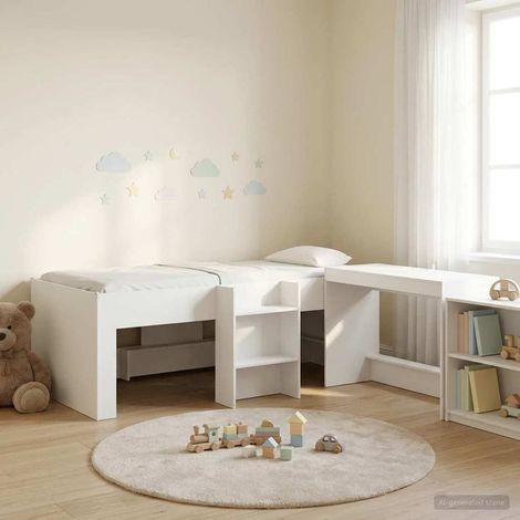 Cama alta para niños con escritorio 75 x 190 cm