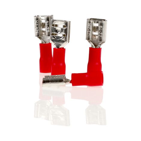 alca® Flachsteckhülsen rot 6,3mm 10St. 0,5-1,5mm² AWG 22-16 teilisoliert männlich Flachstecker Quetschkabelschuhe Steckverbinder