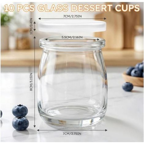10 pièces pots d'avoine de nuit, 200ml Bocaux en Verre Hermétique Petit Pot en Verre, Mason jar pour Avoine Nocturnes, pour Yaourt (1/5)