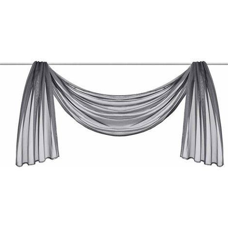 Lot de 1 cantonnière en voile transparent - Rideaux décoratifs unis pour chambre à coucher, salon, mariage (55-1 gris, 140 x 300 cm)-Ensoleillé (1/5)
