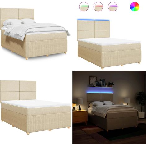 vidaXL Boxspringbett mit Matratze Creme 160x200 cm Stoff (1/5)